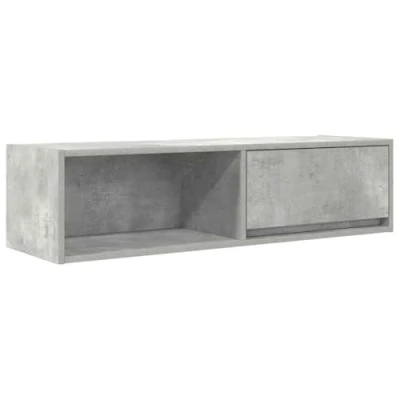 Image of vidaXL TV Cabinet Concrete Grey 100 x 31 25.5 cm Multilayer Wood, Bench, Hi Fi Cabinet, Entertainment Center, Multimedia