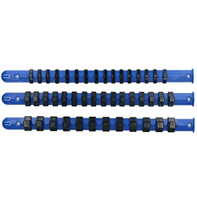 Image of 3pc Socket Storage Holder Organiser Plastic Rails 1/4 3/8 1/2 Sockets Bergen