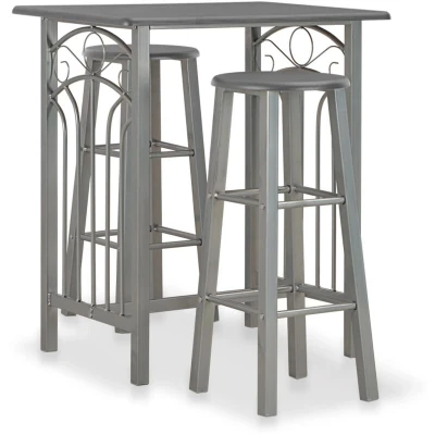 Image of vidaXL 3 Piece Bar Set Wood and Steel Anthracite
