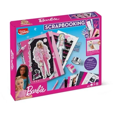 Image of Maped Children&#039;s Crafts Barbie Scrapbooking Creative Collection Complete Set with 55 Accessories Sheets for Cutting and Decorating Includes Notebook Personalizing