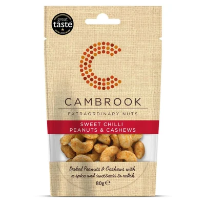 Image of Cambrook Baked Sweet Chilli Peanuts &amp; Cashews, 80g Bag