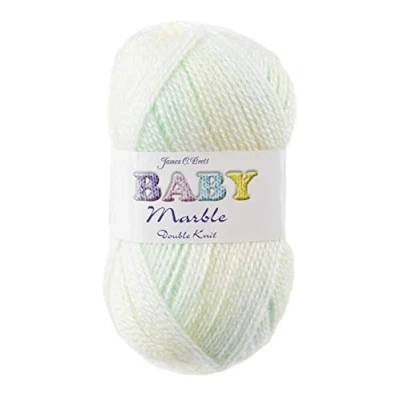 Image of James Brett Baby Marble DK Knitting Yarn Soft Double Knit Wool 5 x 100g (Lemon Green &amp; White BM4)