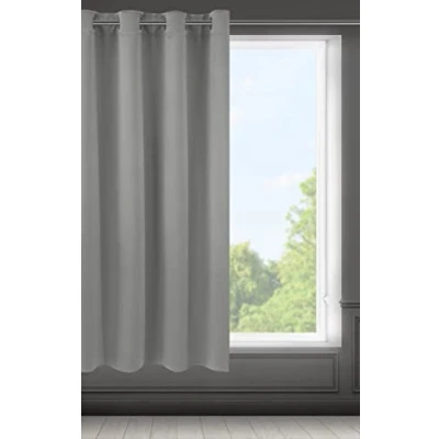 Image of Eurofirany LOGAN Blackout Curtain 1 Unit Eyelets, Light blocking Room Darkening Bedroom Living Room, W55 x L69, Silver