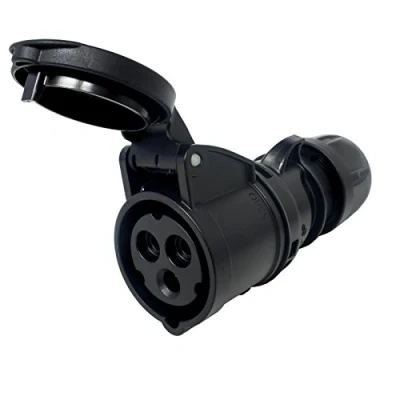 Image of PCE 16amp 2P+E CEE Midnight Black Cable Mount Female Socket. IP44 (213 6X)
