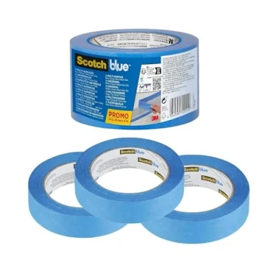 Image of ScotchBlue Multi Surface Premium Masking Tape, Pack of 3, 24 mm x 41 m, Scotch Adhesive Blue Painters For Painting and Decorating, Indoor &amp; Outdoor, Sticks Well, 70% PEFC