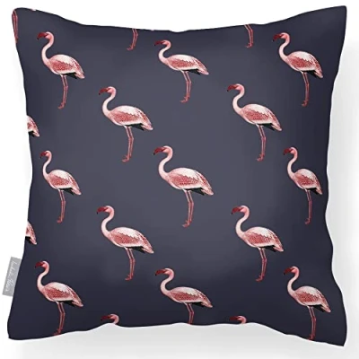 Image of Izabela Peters Outdoor Cushions Waterproof, 43 cm, Filled Cushion, Flamingos Graphite, Garden Furniture Cushions, Seat Chair