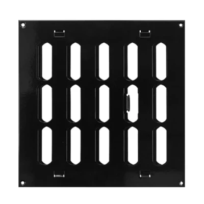 Image of Black Metal Air Vent Grille / 200mm x with Adjustable Shutter/Modern Rectangular Flat Louvre Duct Cover