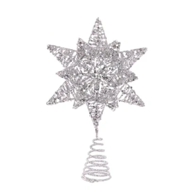 Image of Floralsilk Silver Star Glitter Tree Topper 18cm Christmas