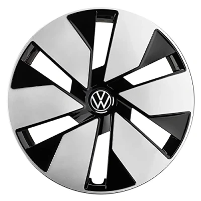 Image of Volkswagen 10A071458BWZG Hub Caps (Set of 4) 18 Inch Steel Wheel Trims Bicolour Black/Silver