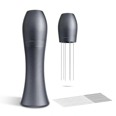 Image of MICXNIC WDT Tool Espresso, Aluminum Alloy Coffee Distribution with Stand, 13x0.4mm Stainless Steel Needle for Barista, Distributor, Solve Clumping &amp; Channel Effects, Silver