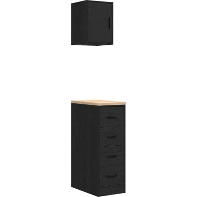 Image of vidaXL Garage Cabinets 2 pcs Black Engineered Wood