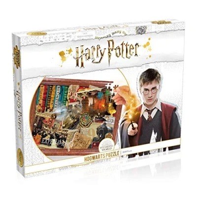 Image of Winning Moves Harry Potter Hogwarts 1000 Piece Jigsaw Puzzle Game, together iconic scenes set in Castle, gift and toy for ages 10 plus