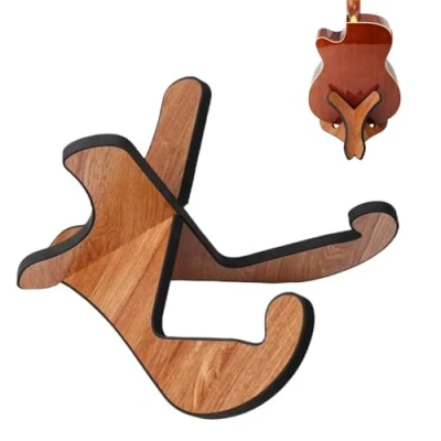 Image of Zykphao Wooden Guitar Stand Floor Universal X Frame Holder for Acoustic/Electric/Bass/Classical Guitars, Non Slip Rubber Padding, Foldable &amp; Sturdy Wood Construction