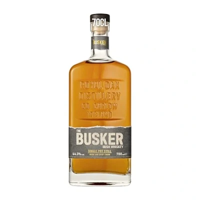 Image of The Busker Single Pot Still Irish Whiskey, Rich Spiceness with Peppery Notes and Hints of Vanilla Toffee Fudge, Vegan Gluten Free, Made at Royal Oak Distillery, Bottle 70 cl, 44,3% ABV