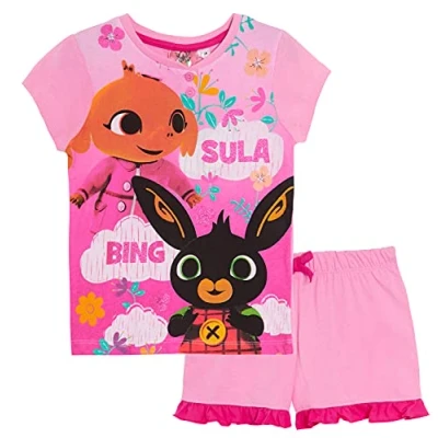 Image of Bing Bunny Girls Short Pyjamas Kids Sula Shortie Pjs Lounge Set Nightwear Size Pink 5 Years