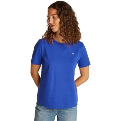 Image of Tommy Hilfiger Contrast FLAG TEE Basic Tshirt, Women&#039;s, Size: Small, Noble blue