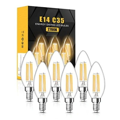 Image of tuare E14 LED Light Bulb, 4W 400 Lumens Bulb Warm White 2700K, 40W Equivalent SES Small Edison Screw CRI 80 Candle Non Dimmable Pack of 6