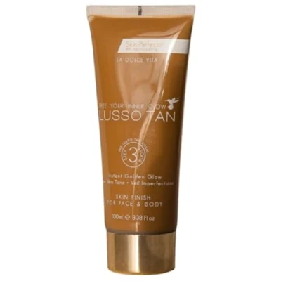 Image of Lusso Tan Skin Perfector for Face and Body, 100ml, Organic, Vegan Cruelty Free Self Instant Glow. Covers Blemishes drying. Streak free, flawless finish.
