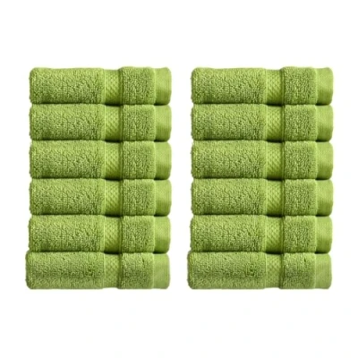 Image of Christy Chroma Face Cloths Set Pack of 12 Soft Velvety Smooth Bathroom Flannels Bold and Bright Body Wash 100% Cotton Cactus Green