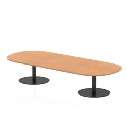 Image of Italia 2400mm Boardroom Coffee Table Oak Top 475mm High Black Leg