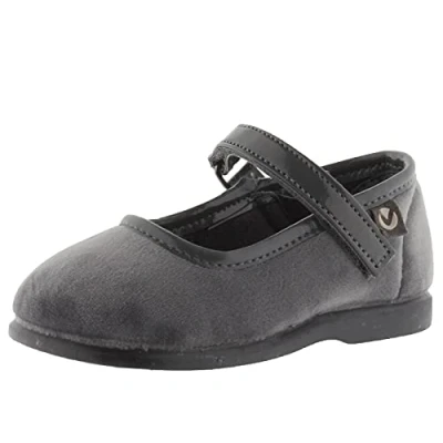 Image of victoria Alba Velvet Mary Janes &amp; Strap Matching Sole 102752 for Girls GRIS 20