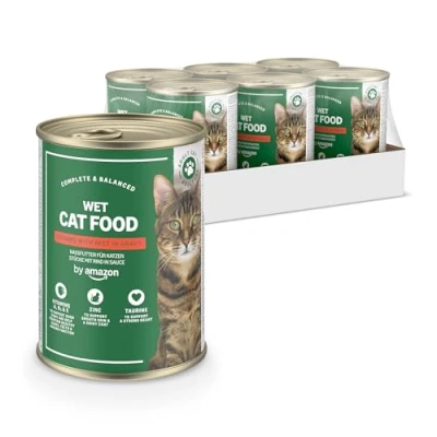 Image of by Amazon Wet Cat Food Can Beef Chunks in Gravy 6 pack