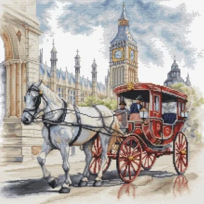 Image of Luca S Cross Stitch Kit Carriage Ride, BU5040, Counted for Adults, Needlecraft and Embroidery