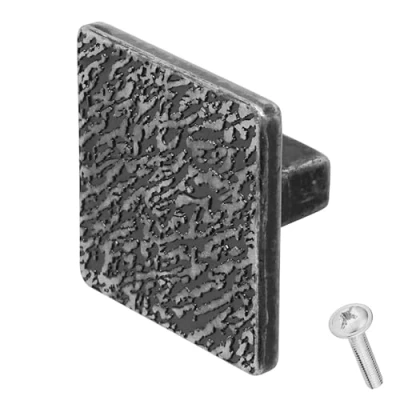 Image of Decoranddecor Aris 40mm Square Cabinet Knob Zinc Alloy 1 Pack, Antique Silver