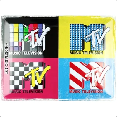Image of Nostalgic Art Retro Metal Sign 30 x 40 cm MTV Pop Logo Gift Idea for Music Fans Vintage Design