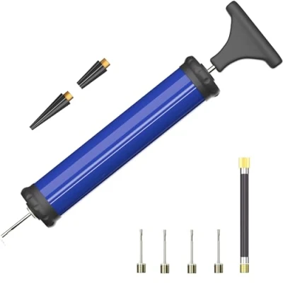 Image of DDUO Portable Ball Pump,Air Pump Inflator Kit with Needle,Nozzle, Extension Hose Hand Pumps for Basketball Football Volleyball Water Polo Rugby Exercise Sports Inflatables