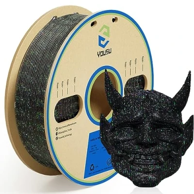 Image of YOUSU PLA Glitter 3D Printer Filament,Laser Paillette Series Galaxy Black Filament 1.75mm 1kg(2.2lbs),Fits Most FDM/FFF Printers