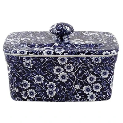 Image of Burleigh Dark Blue Calico Butter Dish