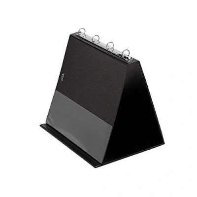 Image of VELOFLEX 4101080 Table Flipchart DIN A4 Landscape Format with Transparent Pockets PVC Stand Presentation Black Ring Binder
