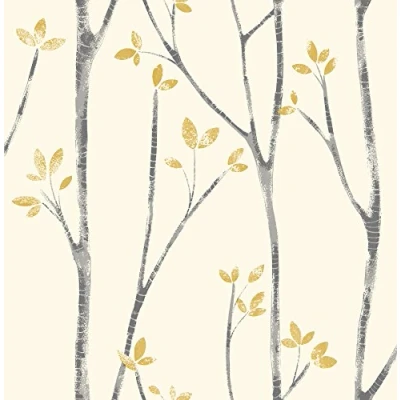 Image of Urban Walls UW24776 Scandi Tree Sidewall, Mustard
