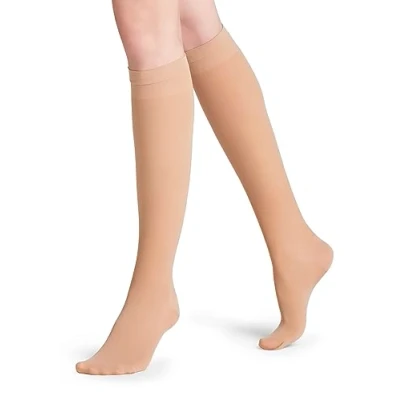 Image of FALKE Women&#039;s Vitalize 40 DEN W KH Semi Opaque With Compression 1 Pair Knee High Socks, Skin colour (Cocoon 4059), 5.5 8
