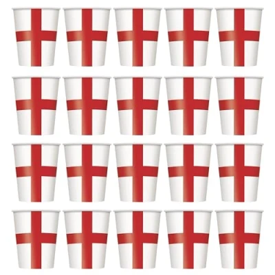 Image of Lizzy 20pc England Flag Printed Paper Cup 270ml St. George Day Party Supplies Tableware Disposable for Sports Events Decoration