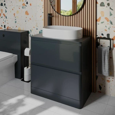 Image of Regis Forma Anthracite Grey Freestanding Vanity Unit &amp; Affine Lorient Countertop Basin 800mm