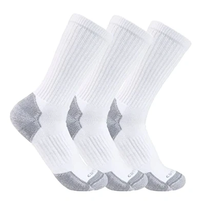 Image of Carhartt Men&#039;s Midweight Cotton Blend Sock 3 Pack, White, Medium