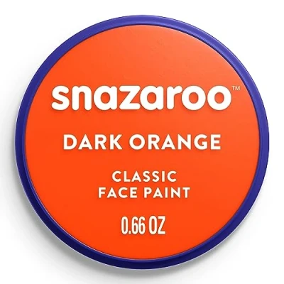 Image of Snazaroo Classic Face and Body Paint for Kids Adults, Dark Orange Colour, Water Based, Easily Washable, Non Toxic, Makeup, Painting Parties, Ages 3+