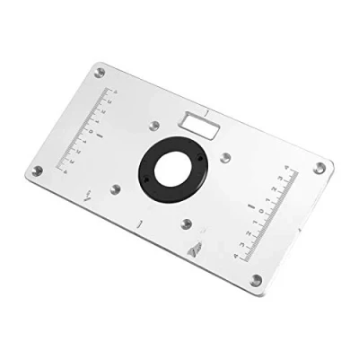 Image of 9.3&#039;&#039;x4.7&#039;&#039;x 0.3&#039;&#039; Aluminum Router Table Insert Plate with 4 Rings and Screws for Woodworking Benches