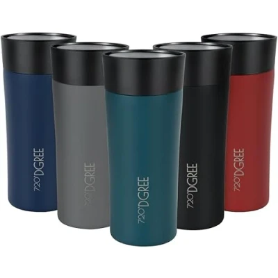 Image of 720DGREE &quot;PleasureToGo 2.0&quot; Travel Mug 350ml Choose from 3 Sizes, 5 Hours Hot, 10 Cold, Leak Proof, BPA Free, Hygienic, 360Drinking Opening Slim Thermal for Coffe, Tea to Go Green