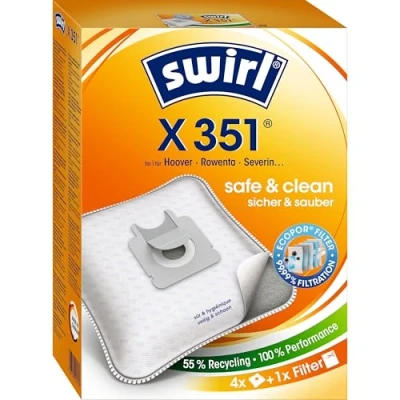 Image of Swirl Set of 4 Hoover Bags, Blue/White/Yellow, Multi layer Fleece with Micropor Plus Filtration