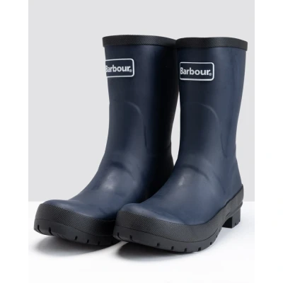 Image of Barbour Womens Banbury Rubber Mid Cut Rain Walking Back Logo Wellingtons Navy 7