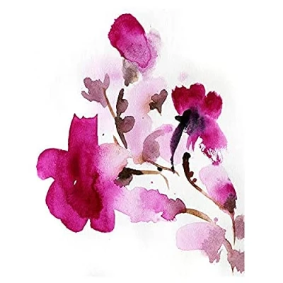 Image of Wee Blue Coo Flower Pink Watercolour Unframed Art Print Poster Wall Decor 12x16 inch