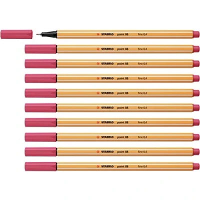Image of Fineliner STABILO point 88 Pack of 10 Strawberry Red