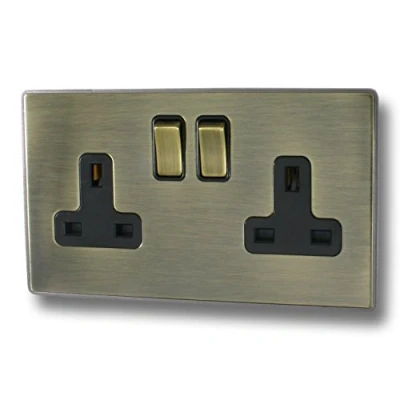 Image of G&amp;H Brassware Lexus Antique Bronze 2 Gang / Double Plug Socket LAB310