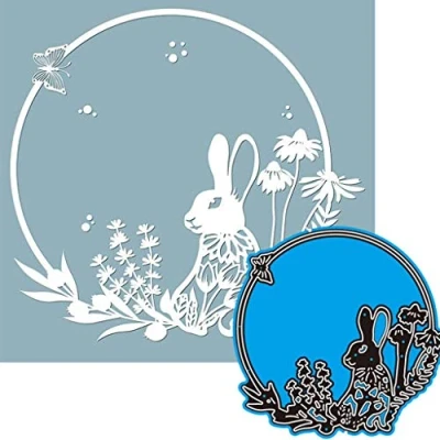 Image of Happy Easter Dies for Card Making, YunTrip Grass Rabbit Circle Metal Cutting DIY Scrapbooking Album Embossing Photo Craft Paper Cards Decorative