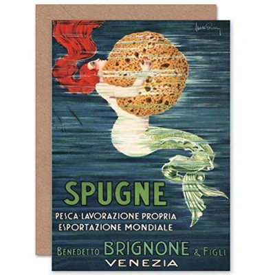 Image of Wee Blue Coo SPONGE MERMAID VENICE ITALY BRIGNONE BROTHERS AD GREETINGS CARD