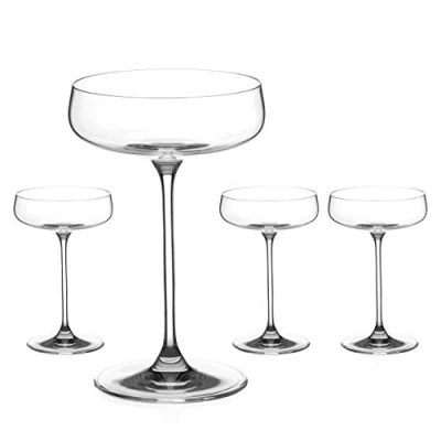 Image of DIAMANTE Champagne Cocktail Saucers ‘Auris’ Collection Undecorated Crystal Set of 4
