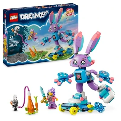 Image of LEGO DREAMZzz 2in1 Izzie and Bunchurro the Gaming Bunny Figure, Fantasy Animal Toy for 7 Plus Year Old Boys &amp; Girls, with a Skateboard Minifigure Imaginative Play, Birthday Gift Idea 71490